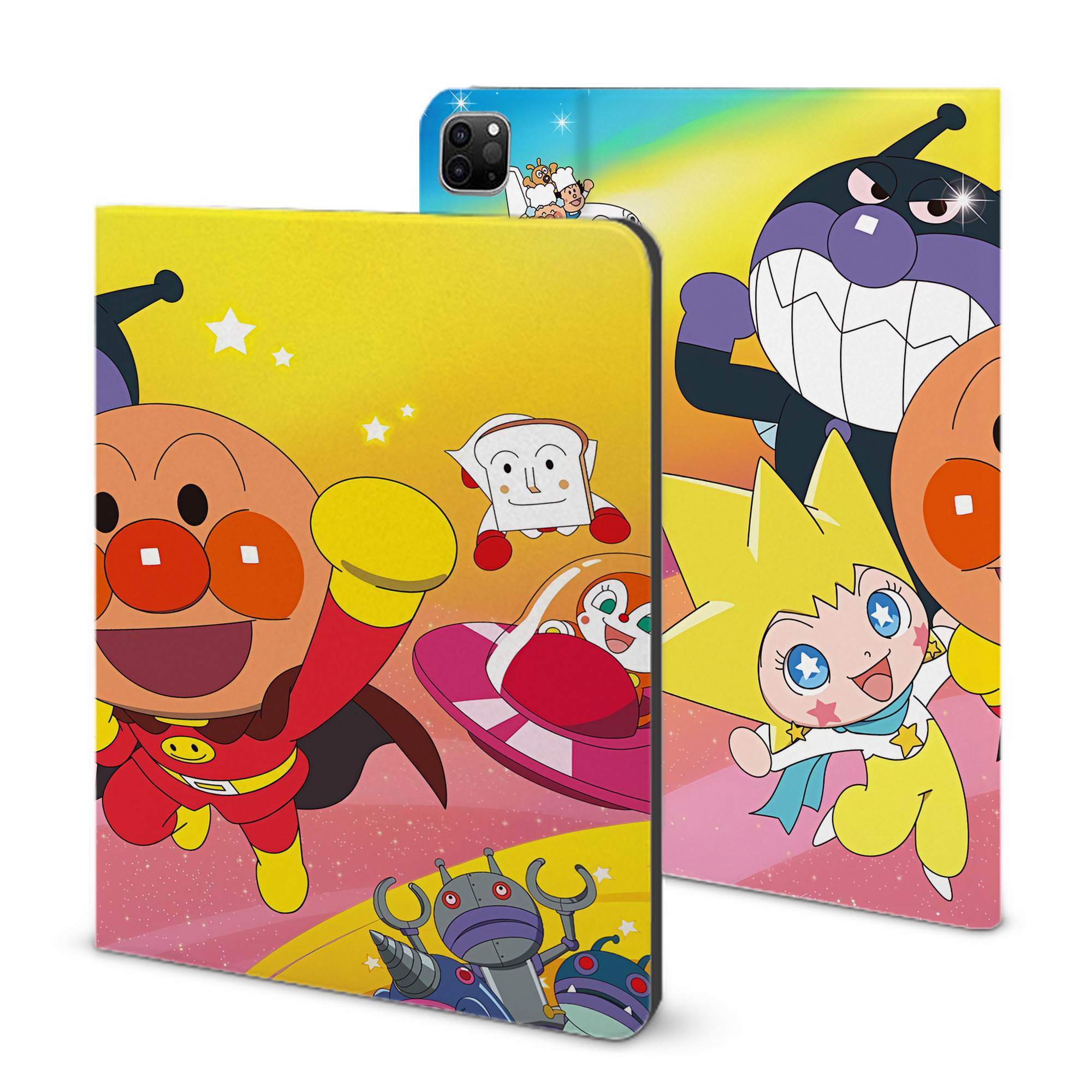 （画像用） アンパンマン Anpanman IPad ケース ブック型 PUレザー TPU 耐衝撃 軽量 薄型 ペン収納なし 全面保護 IPad 各モデル対応